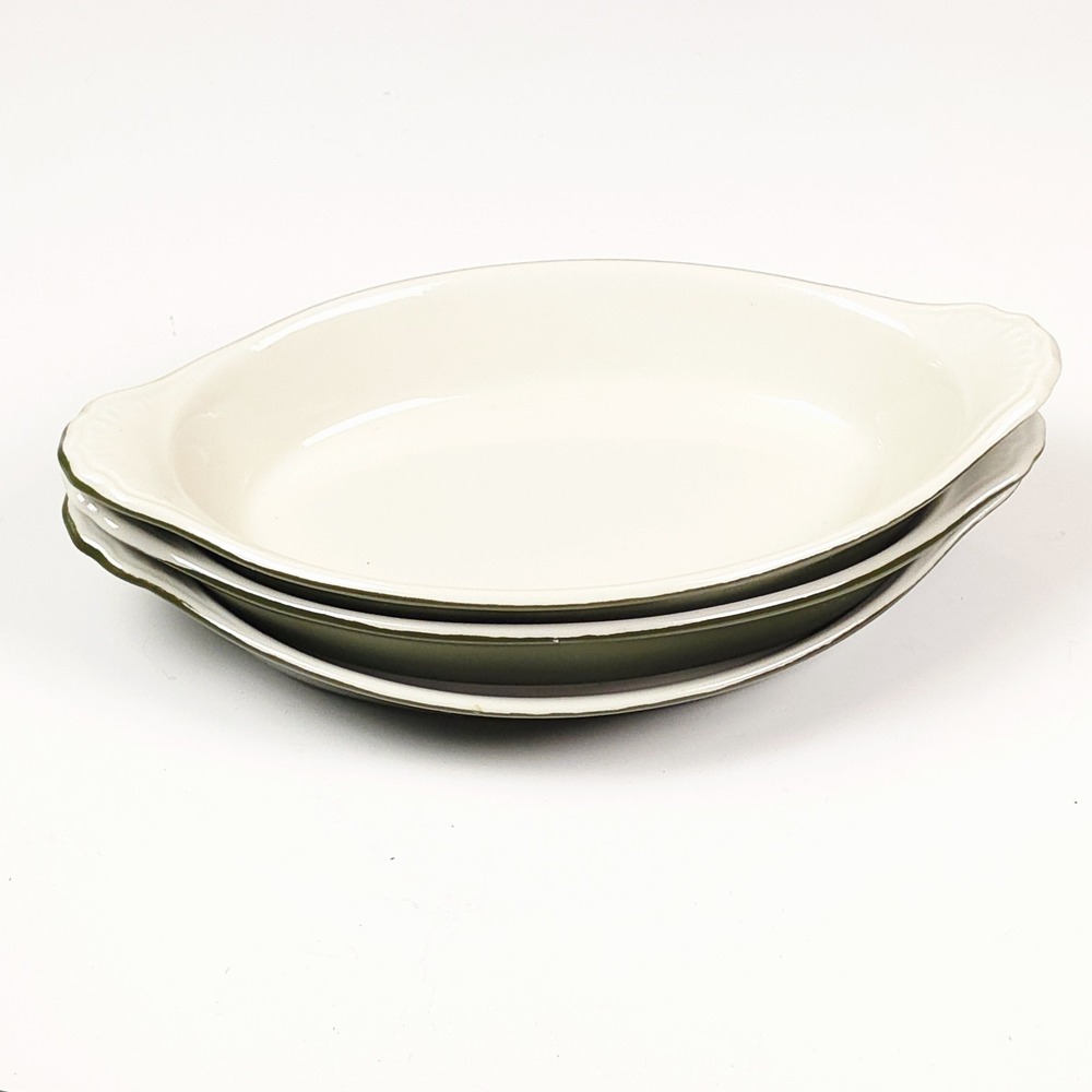 Hall Au Gratin Casserole Baking Dishes Green Vintage No. 529 Set of 3
